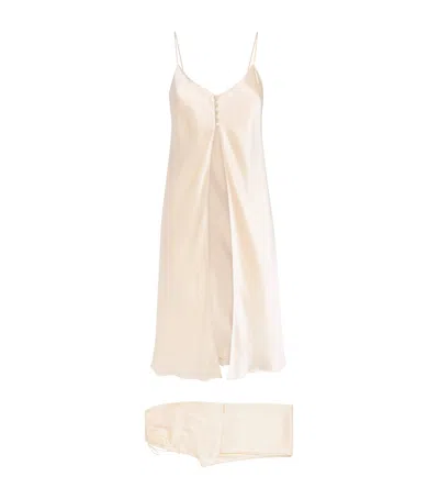 Olivia Von Halle Elvira Silk-satin Pajama Set In White