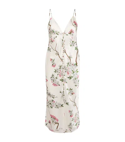 Olivia Von Halle Silk Floral Ilse Midi Slip Dress In White