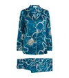 Olivia Von Halle Silk Floral Lila Periwinkle Pyjama Set In Blue
