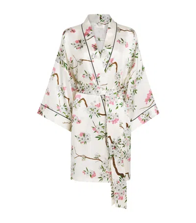 Olivia Von Halle Silk Floral Mimi Short Robe In Multi
