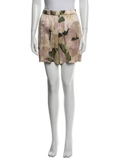 Pre-owned Olivia Von Halle Silk Floral Print Pajamas In Neutrals