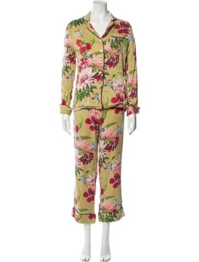 Pre-owned Olivia Von Halle Silk Floral Print Pant Set In Multi