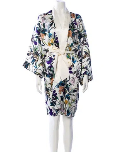 Pre-owned Olivia Von Halle Silk Floral Print Robe In Multi