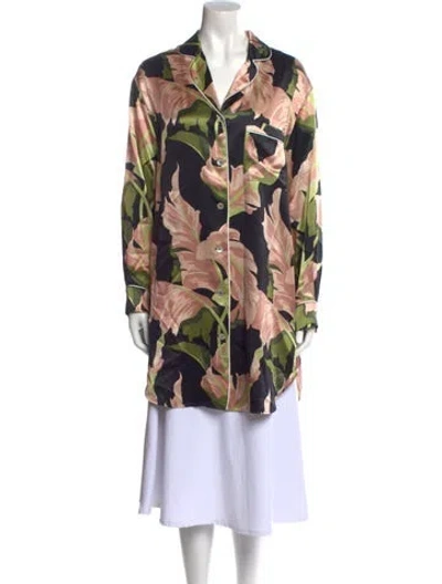 Pre-owned Olivia Von Halle Silk Floral Print Tunic In Multi