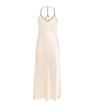Olivia Von Halle Silk Gala Slip Midi Dress In Neutral