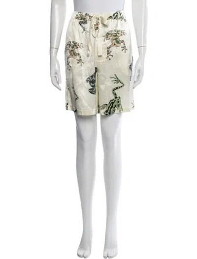 Pre-owned Olivia Von Halle Silk Graphic Print Pajamas In Neutrals