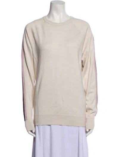 Pre-owned Olivia Von Halle Silk Grosgrain Trim Sweatshirt In Neutral