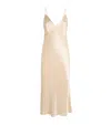 Olivia Von Halle Issa Caramel Silk Satin Slip Dress In Beige