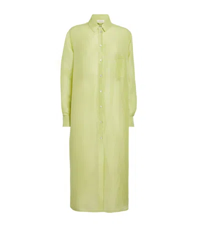 Olivia Von Halle Womens Phoebe Celery Silk-linen Shirt Dress In Green