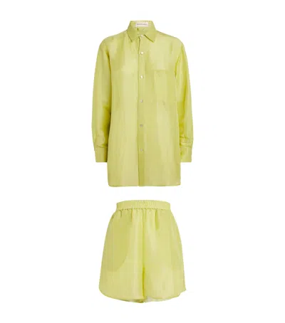 OLIVIA VON HALLE SILK-LINEN PYJAMA SET