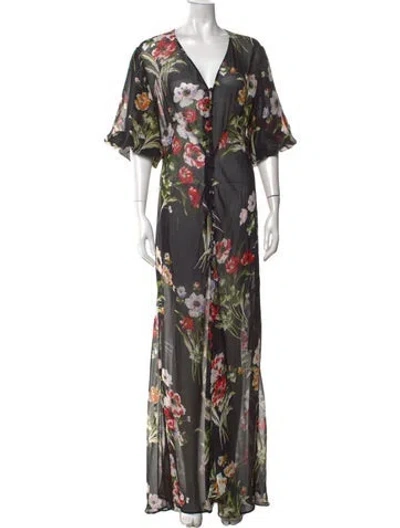 Pre-owned Olivia Von Halle Silk Long Dress In Black