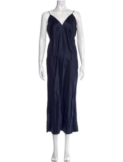 Pre-owned Olivia Von Halle Silk Long Dress In Blue