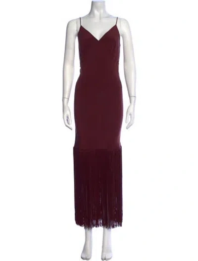 Pre-owned Olivia Von Halle Silk Long Dress In Burgundy