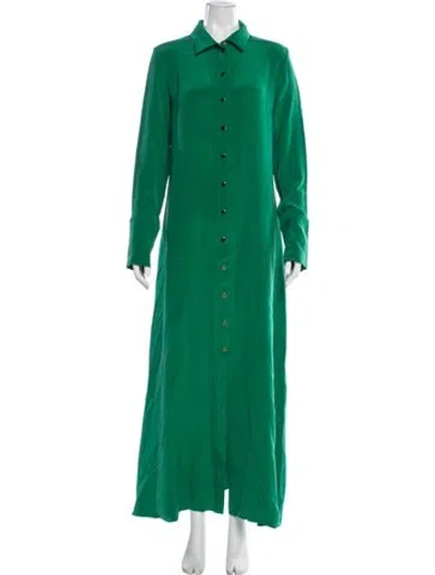 Pre-owned Olivia Von Halle Silk Long Dress In Green