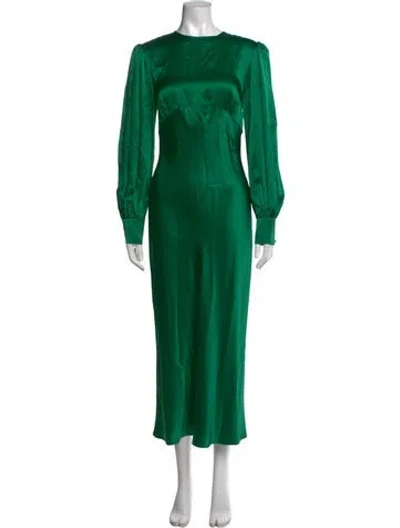 Pre-owned Olivia Von Halle Silk Long Dress In Green