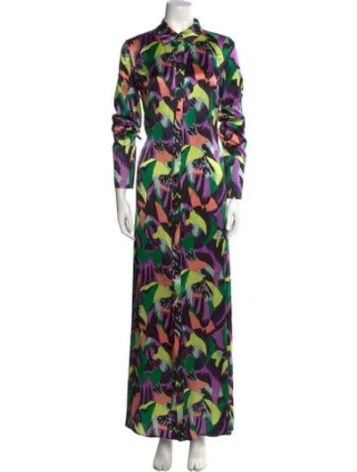 Pre-owned Olivia Von Halle Silk Long Dress W/ Tags In Green