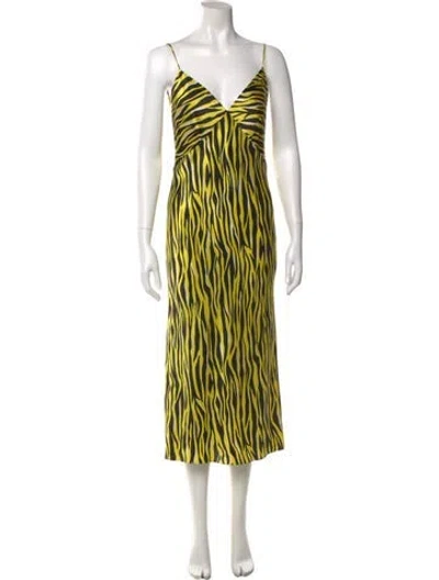 Pre-owned Olivia Von Halle Silk Long Dress In Yellow