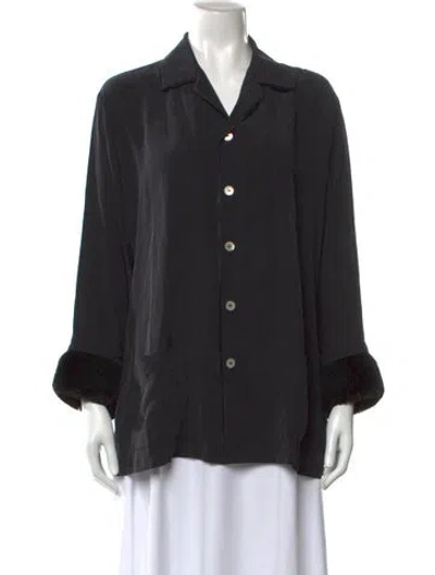 Pre-owned Olivia Von Halle Silk Long Sleeve Top In Black