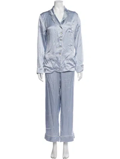 Pre-owned Olivia Von Halle Silk Lounge Set In Blue