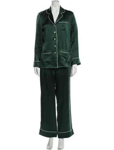 Pre-owned Olivia Von Halle Silk Lounge Set In Green