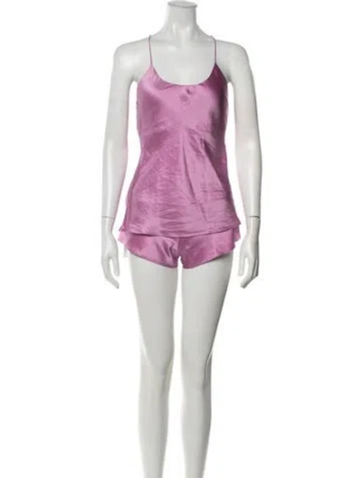 Pre-owned Olivia Von Halle Silk Lounge Set In Purple