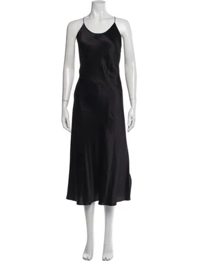 Pre-owned Olivia Von Halle Silk Midi Length Dress In Black