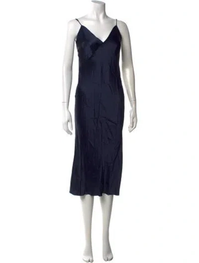 Pre-owned Olivia Von Halle Silk Midi Length Dress In Blue