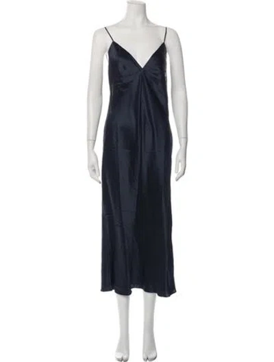 Pre-owned Olivia Von Halle Silk Midi Length Dress In Blue