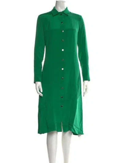 Pre-owned Olivia Von Halle Silk Midi Length Dress In Green