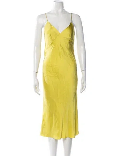 Pre-owned Olivia Von Halle Silk Midi Length Dress In Green