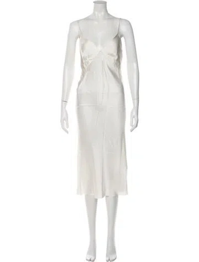 Pre-owned Olivia Von Halle Silk Midi Length Dress In Neutral