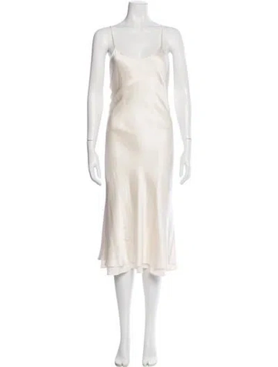Pre-owned Olivia Von Halle Silk Midi Length Dress In Neutral