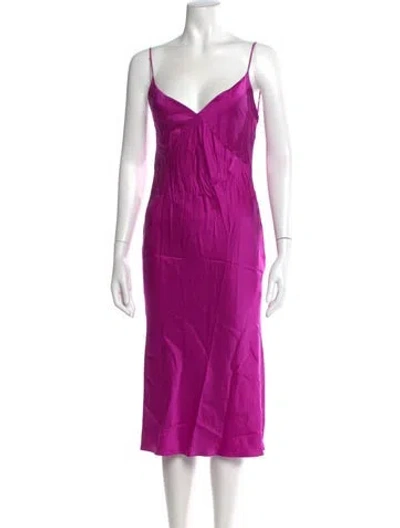 Pre-owned Olivia Von Halle Silk Midi Length Dress In Purple