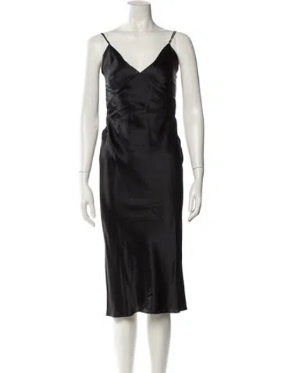 Pre-owned Olivia Von Halle Silk Midi Length Dress W/ Tags In Black