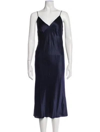 Pre-owned Olivia Von Halle Silk Midi Length Dress W/ Tags In Blue