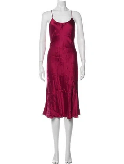 Pre-owned Olivia Von Halle Silk Midi Length Dress W/ Tags In Red