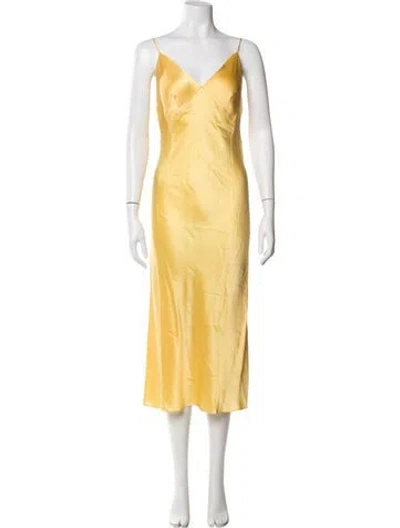Pre-owned Olivia Von Halle Silk Midi Length Dress In Yellow