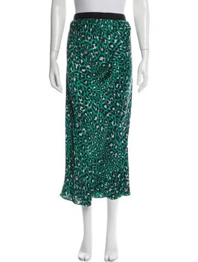 Pre-owned Olivia Von Halle Silk Midi Length Skirt In Green