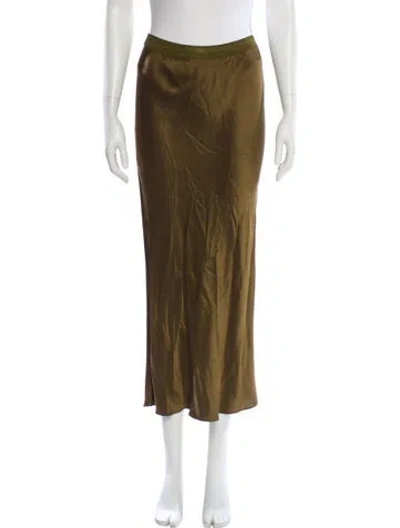 Pre-owned Olivia Von Halle Silk Midi Length Skirt In Green