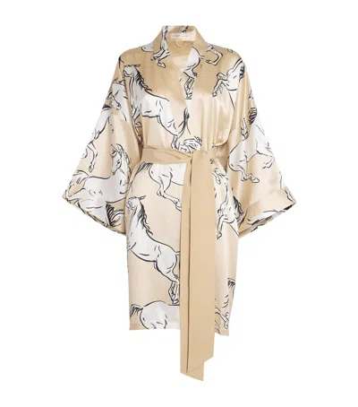 Olivia Von Halle Silk Mimi Clementine Robe In Gold