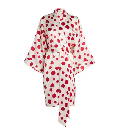 Olivia Von Halle Silk Mimi Short Robe In Red