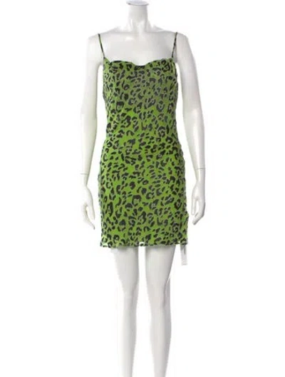 Pre-owned Olivia Von Halle Silk Mini Dress In Green