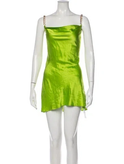 Pre-owned Olivia Von Halle Silk Mini Dress In Green