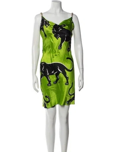 Pre-owned Olivia Von Halle Silk Mini Dress In Green