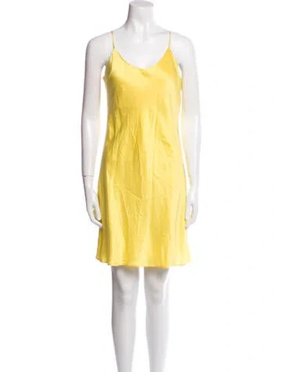 Pre-owned Olivia Von Halle Silk Mini Dress W/ Tags In Yellow