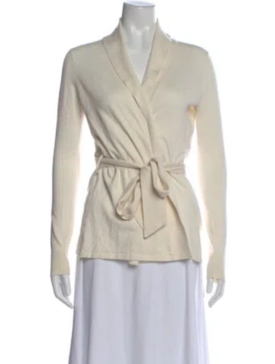 Pre-owned Olivia Von Halle Silk Open Front Sweater In Neutral