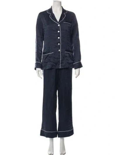 Pre-owned Olivia Von Halle Silk Pajamas In Blue