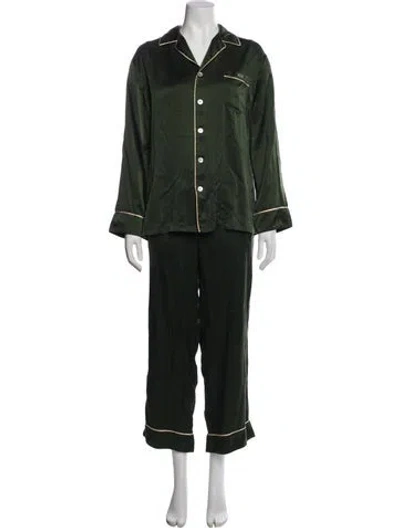Pre-owned Olivia Von Halle Silk Pajamas In Green