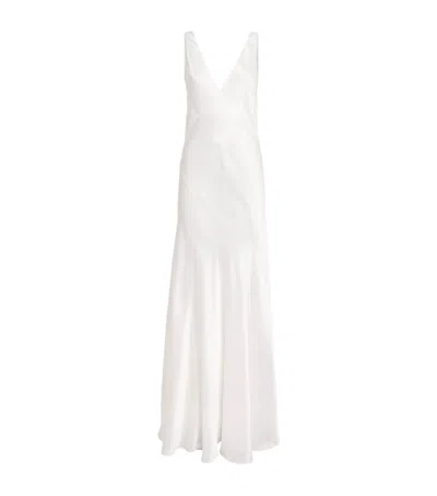 Olivia Von Halle Silk Paloma Slip Maxi Dress In White