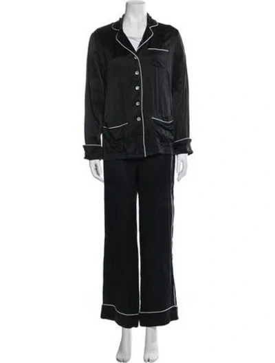 Pre-owned Olivia Von Halle Silk Pant Set In Black
